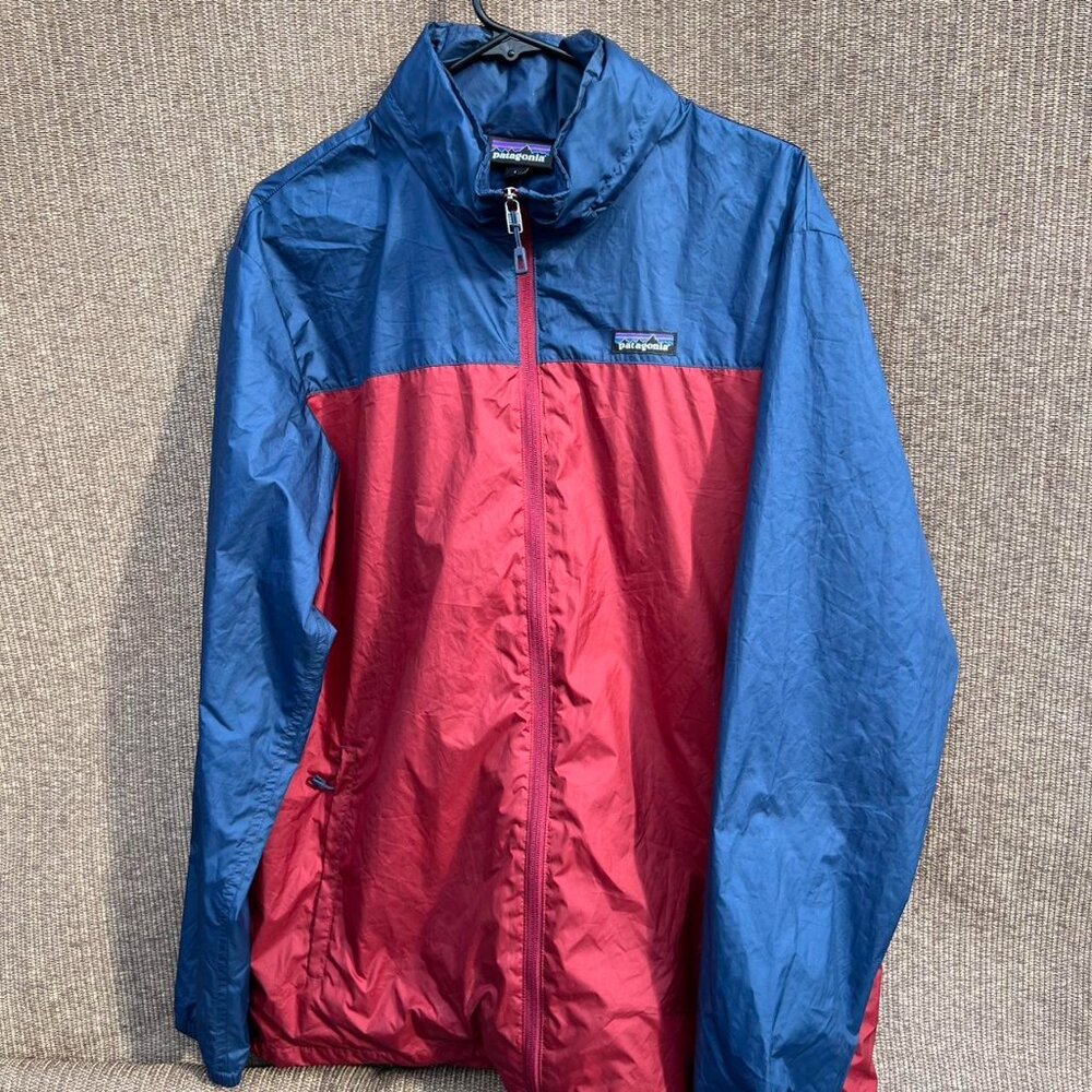 Patagonia Men's Light & Variable Hidden Hoodie Jacket Red Wine and blue Sz L